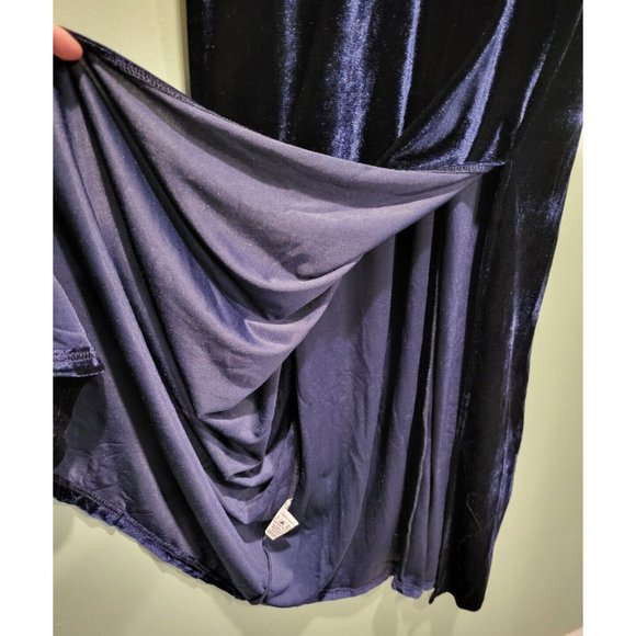 New Modcloth X Collectif Angel Navy Blue Velvet Maxi Dress Sleeveless Slit Sz 16 - Picture 4 of 9